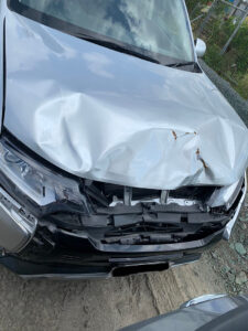 front and bonnet damage on car