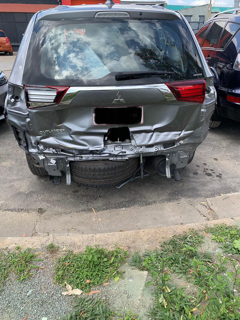 rear of car damaged